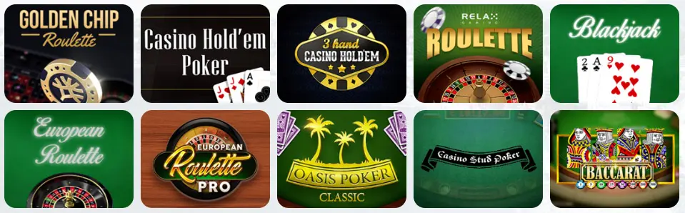 Jeux de table au Casino Pinnacle